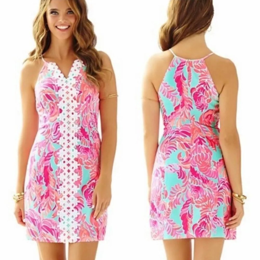 New Lilly Pulitzer Pearl Shift Poolside Blue Love Birds 🐦 Size 10
